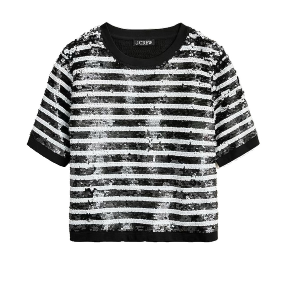 J. Crew Sequin-embellished T-shirt in stripe